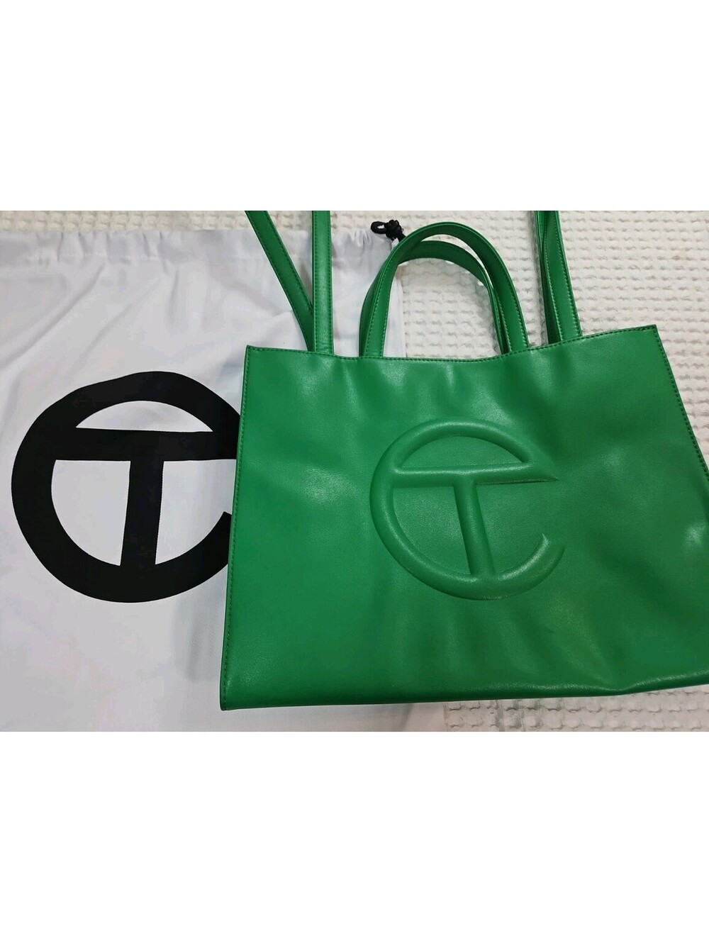 Telfar Green Tote Logo Double Handles Shoulder Strap Magnet Closure w/ Dust Bag